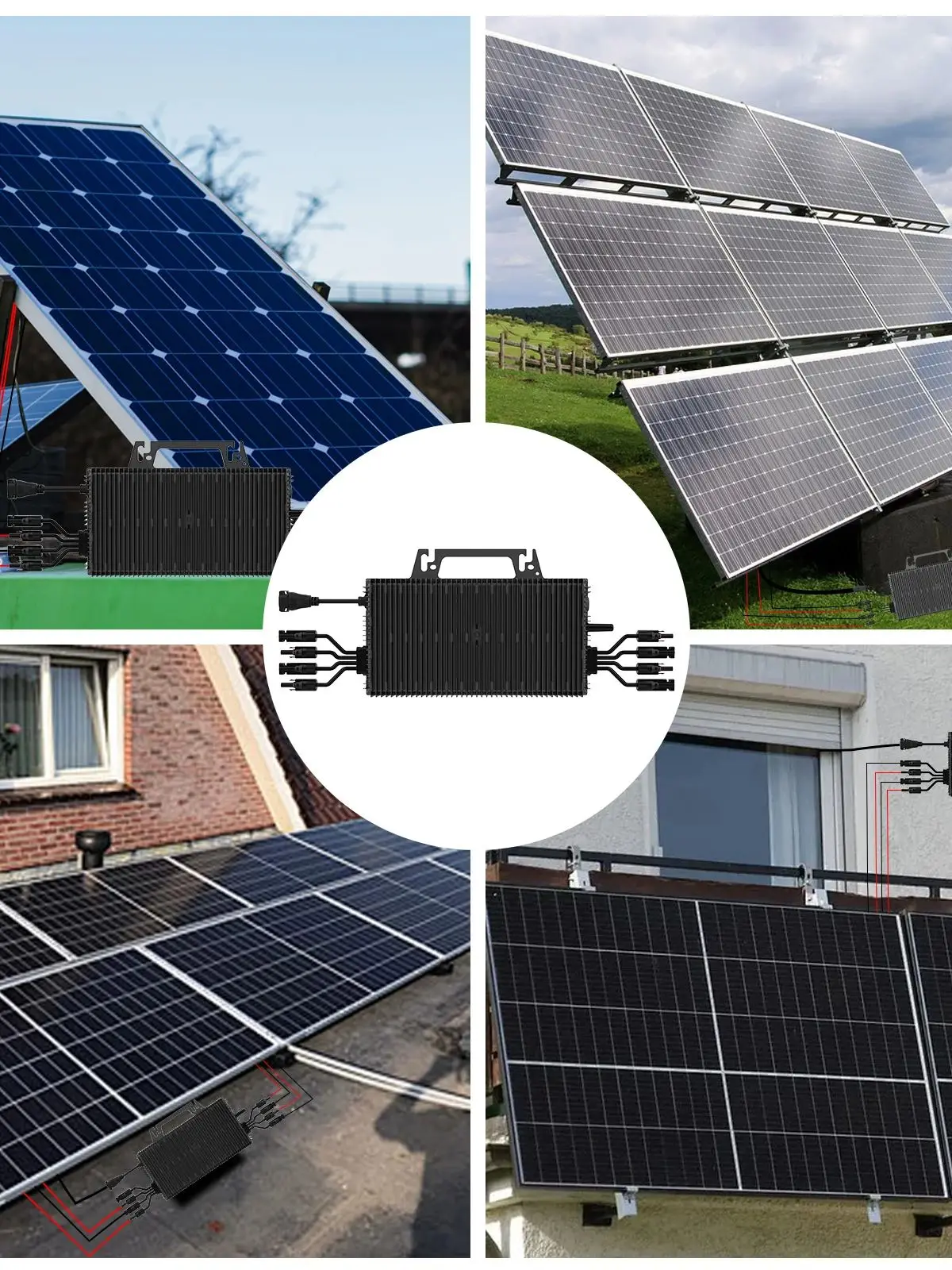2250W Intelligenter Solar-Netzwechselrichter, 4 unabhängige MPPTs, WiFi-App-Überwachung, DC16-60V Eingang, 230V AC für 4×600W PV-Module, Mehrfachschutz