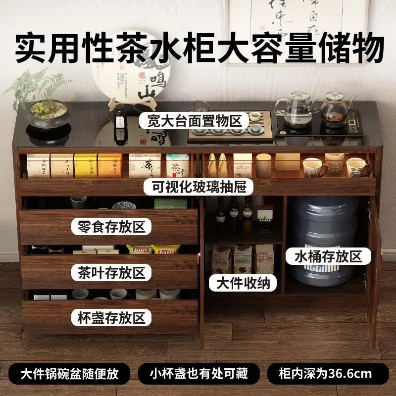 New Chinese smart tea bar machine, all solid wood household dining side cabinet, tea integrated cabinet, water storage at