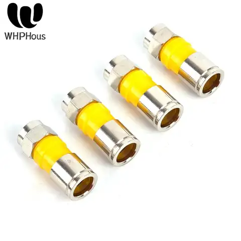 10pcs Yellow RG6 F Type Compression 2.8cm Quality Snap Seal Plug Connector