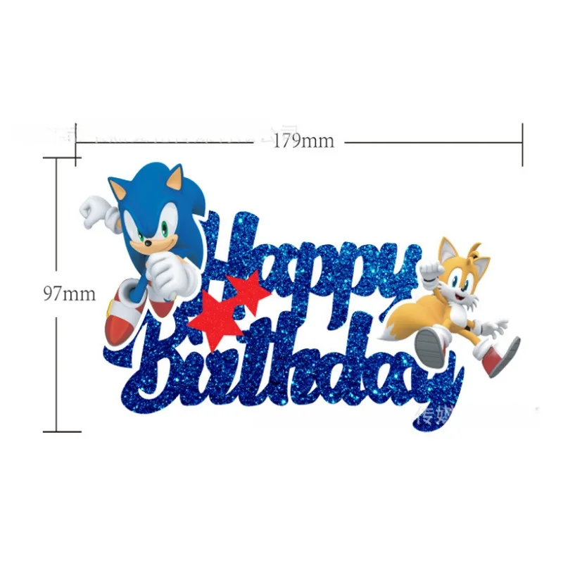 Sonic Cake Decoration Cartoon Sonic the Hedgehog Cupcake Top Happy Birthday for Kids Birthday Party Cake Dessert Decorations