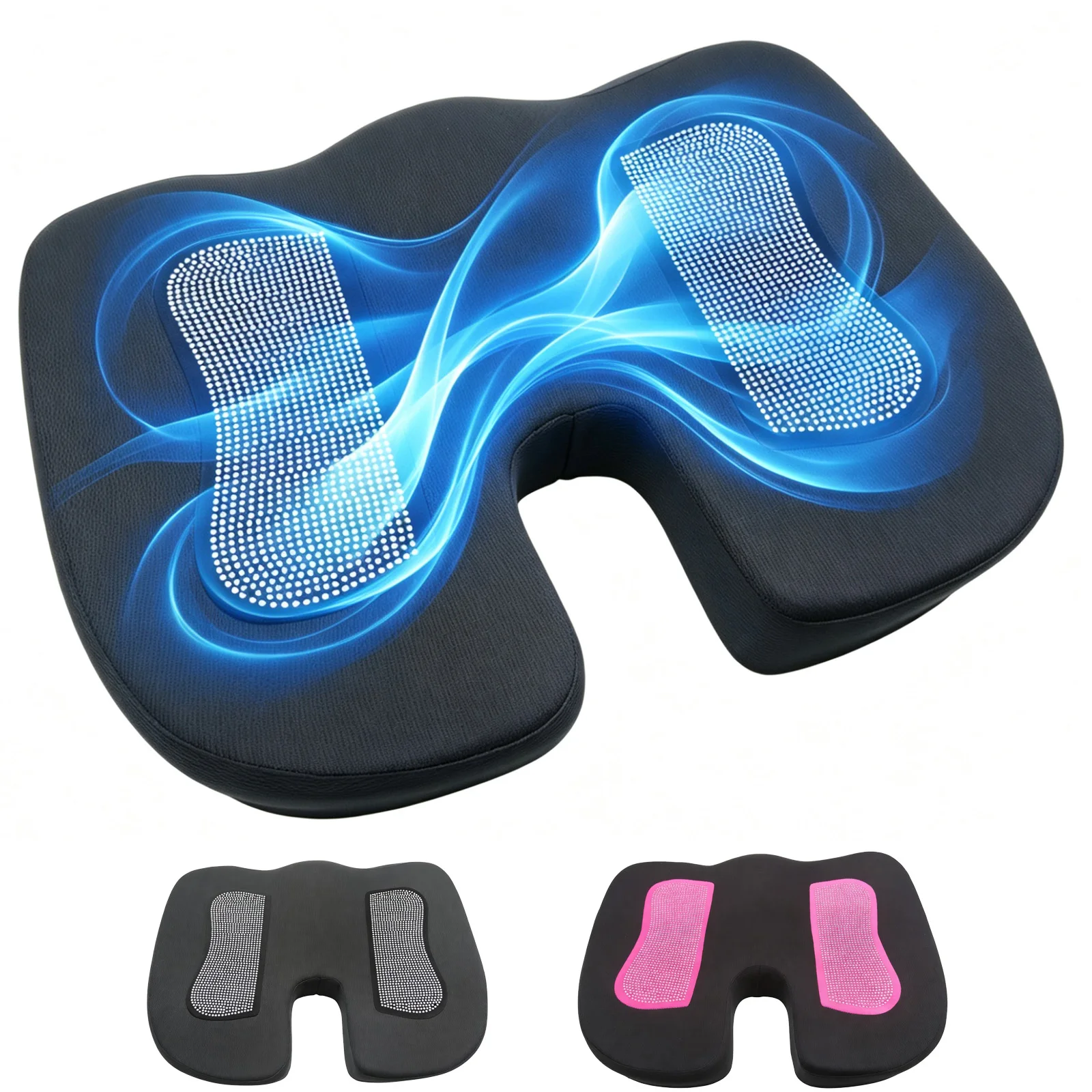 Sparkling Rhinestone Orthopedic Memory U‑Shaped Coccyx Seat Cushion, Cool Tailbone Sciatica Hip Pain Relief Car Office Chair