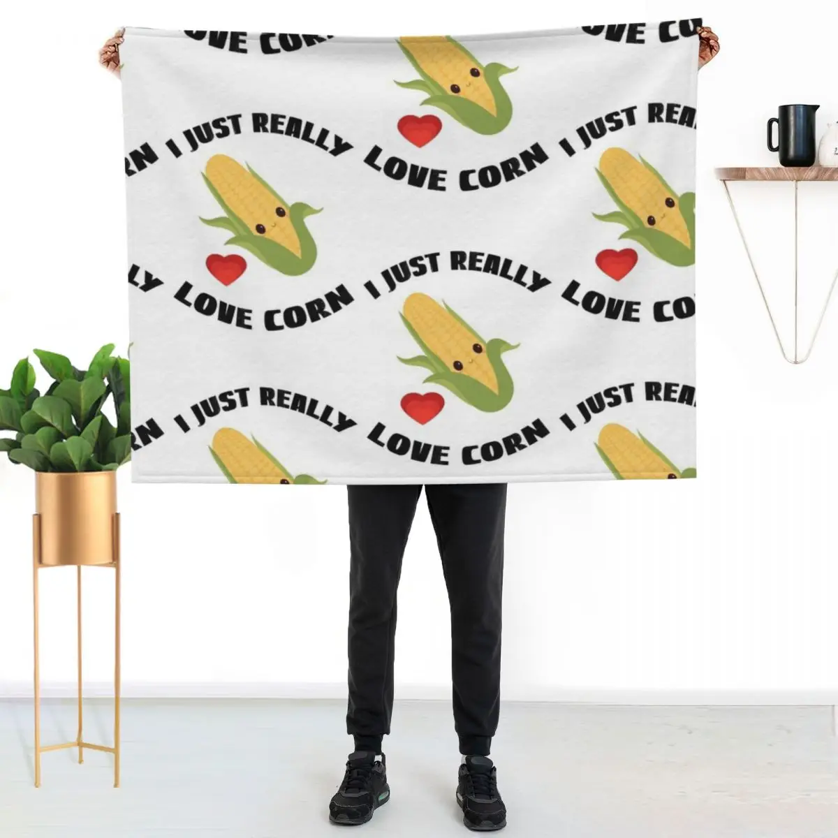 Corn On The Cob, I Just Really Love Corn Throw Blanket Extra Large Throw Softest Camping Designers Bed covers Blankets