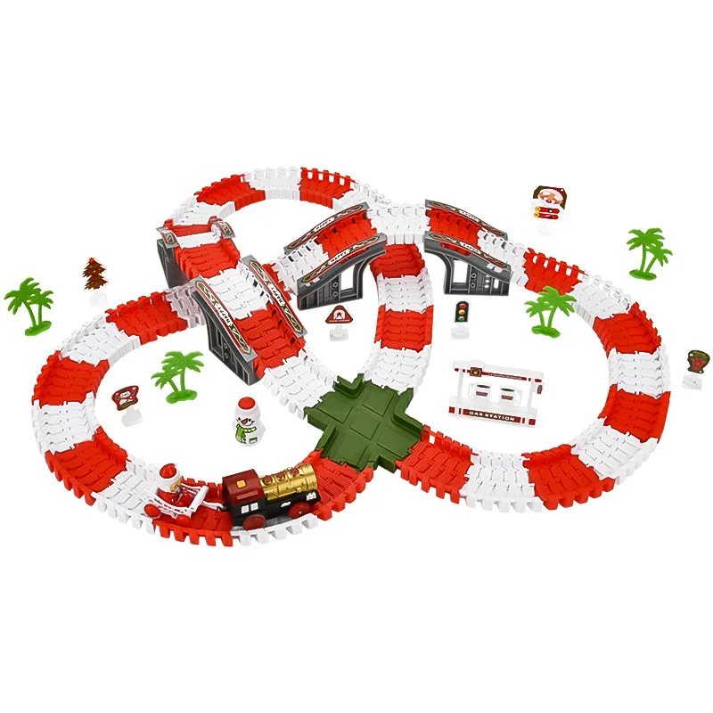الإبداعية عيد الميلاد سلسلة السكك الحديدية الكهربائية سيارات لعب للأطفال الرجعية متنوعة DIY تجميع قطار المسار مجموعات لعبة تعليمية لعبة الهدايا