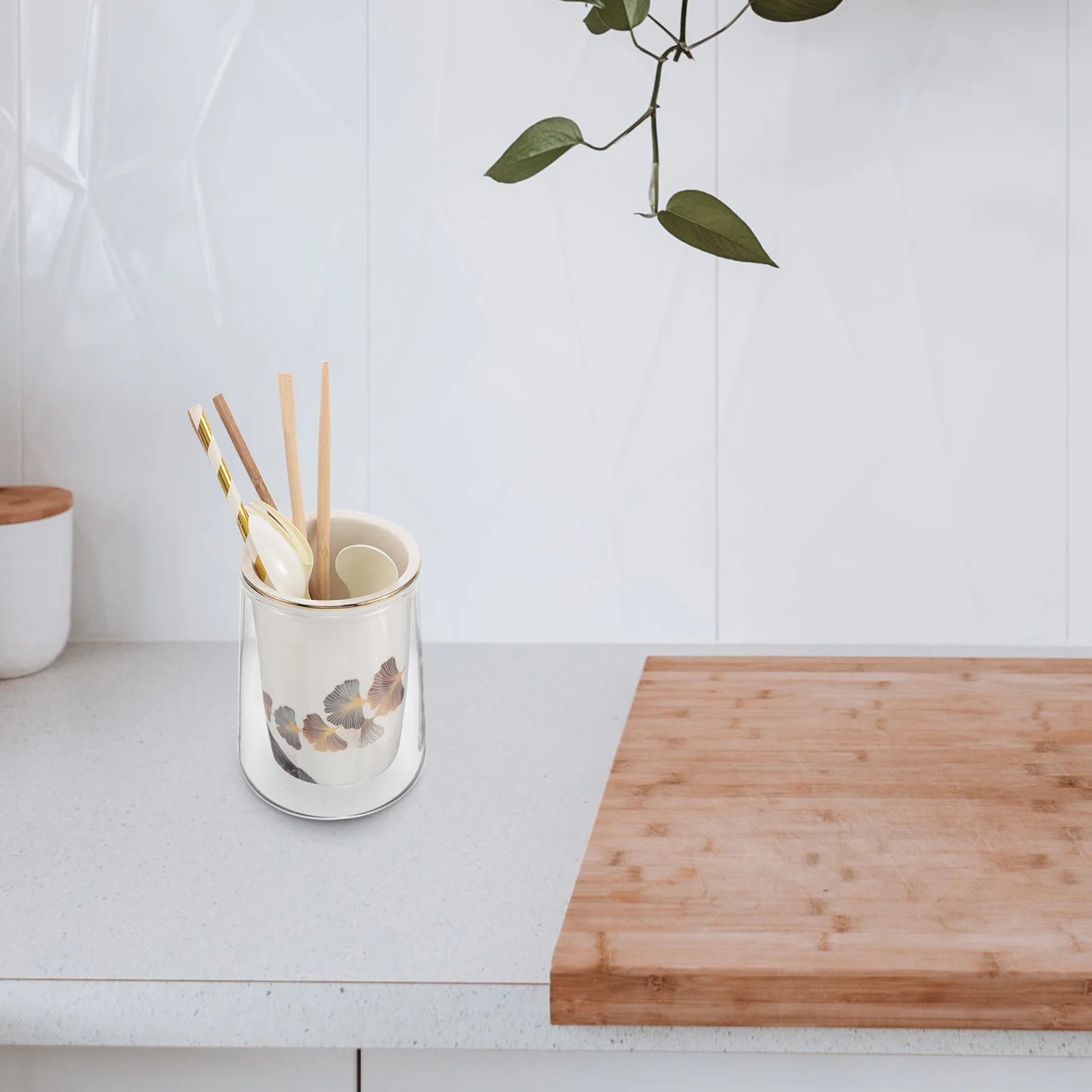 

Ceramic Chopstick Holder with Nordic Luxury Design Multifunctional Utensil Crock for Kitchen Countertop Organizer Storage Knife