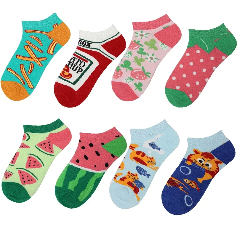 

2025 Spring and Summer AB Boat Socks Men and Women Fashion Creative Trendy Couple Socks Pure Cotton Comfortable Short Socks