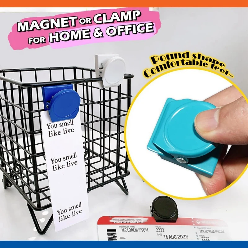 Klip Magnet 9 Pak, Magnet klip magnetik untuk kulkas papan tulis kelas, berbagai warna mudah dipasang mudah digunakan