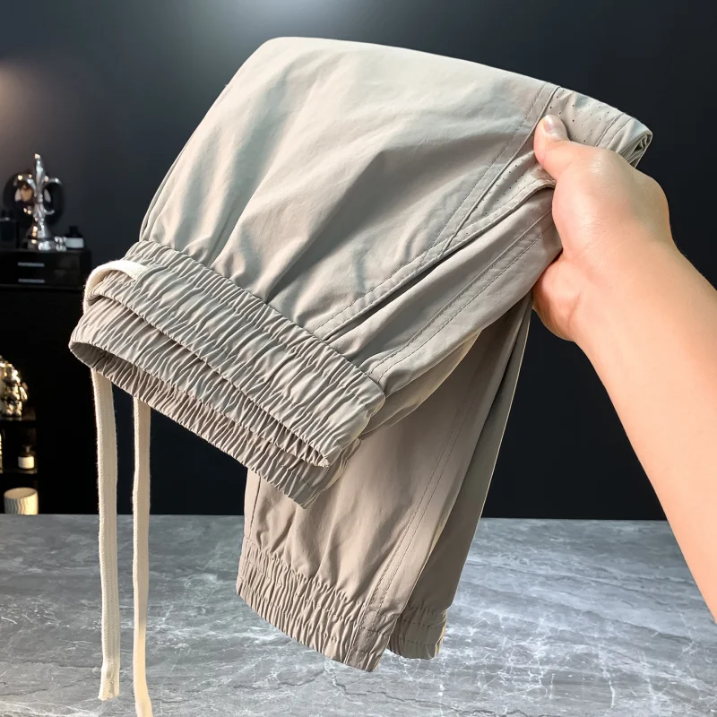 Summer thin quick drying casual pants for men, 2025 trend versatile, loose, comfortable, breathable sports ankle pants