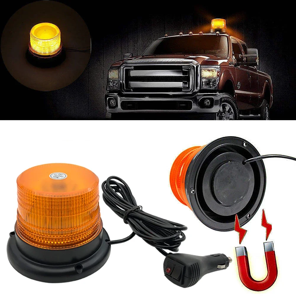Автомобильный аварийный стробоскоп с 40 светодиодами, янтарный одиночный безопасный стробоскоп, мигающий сигнал, Стробоскопическая Лампа, магнитное основание для грузовика, прицепа, 12-24 В
