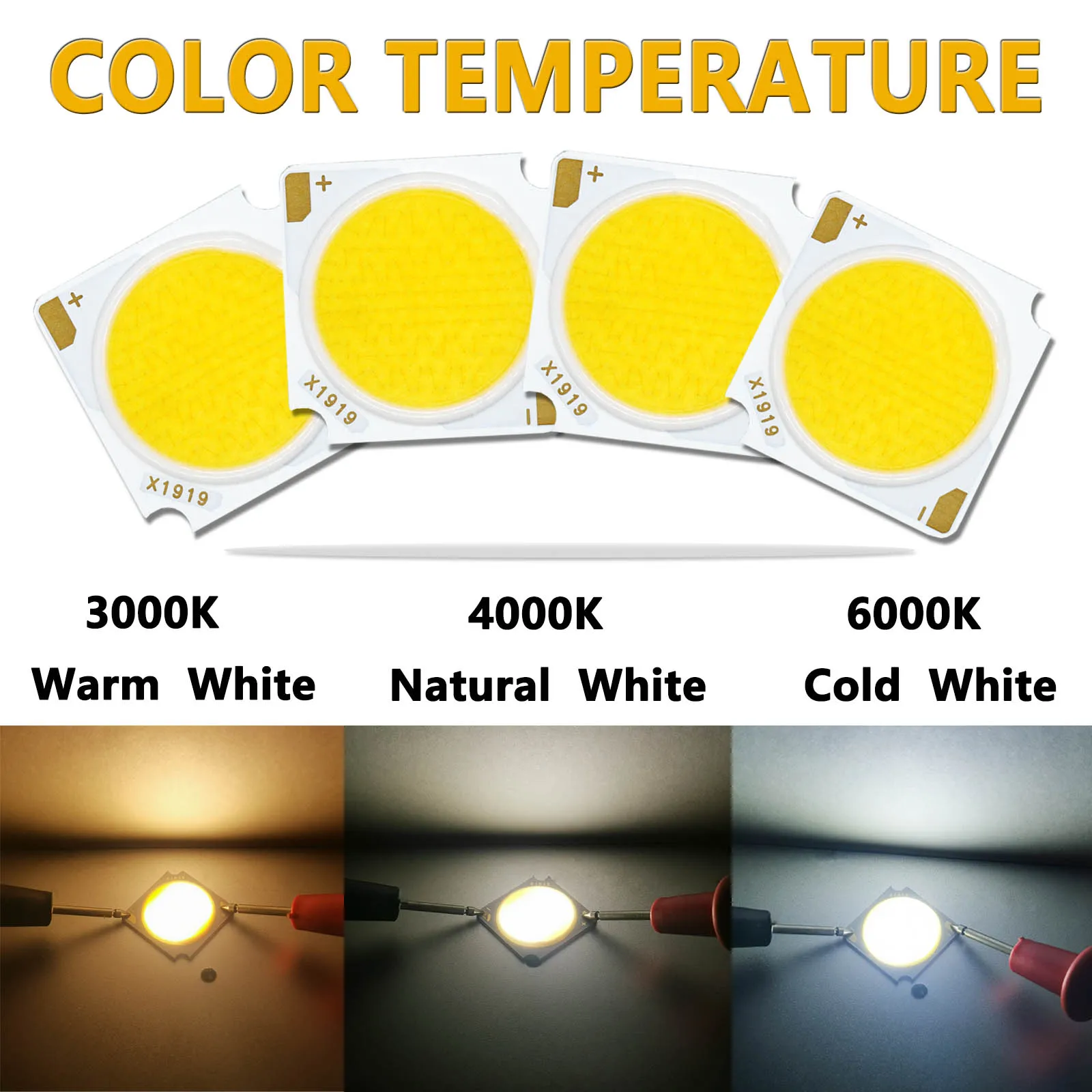 5000K LED COB CRI≥90 High Lumen LED Diode Bridgelux Chip 10W 20W 30W 40W 50W 19*19mm LED Spotlight Downlight repair parts