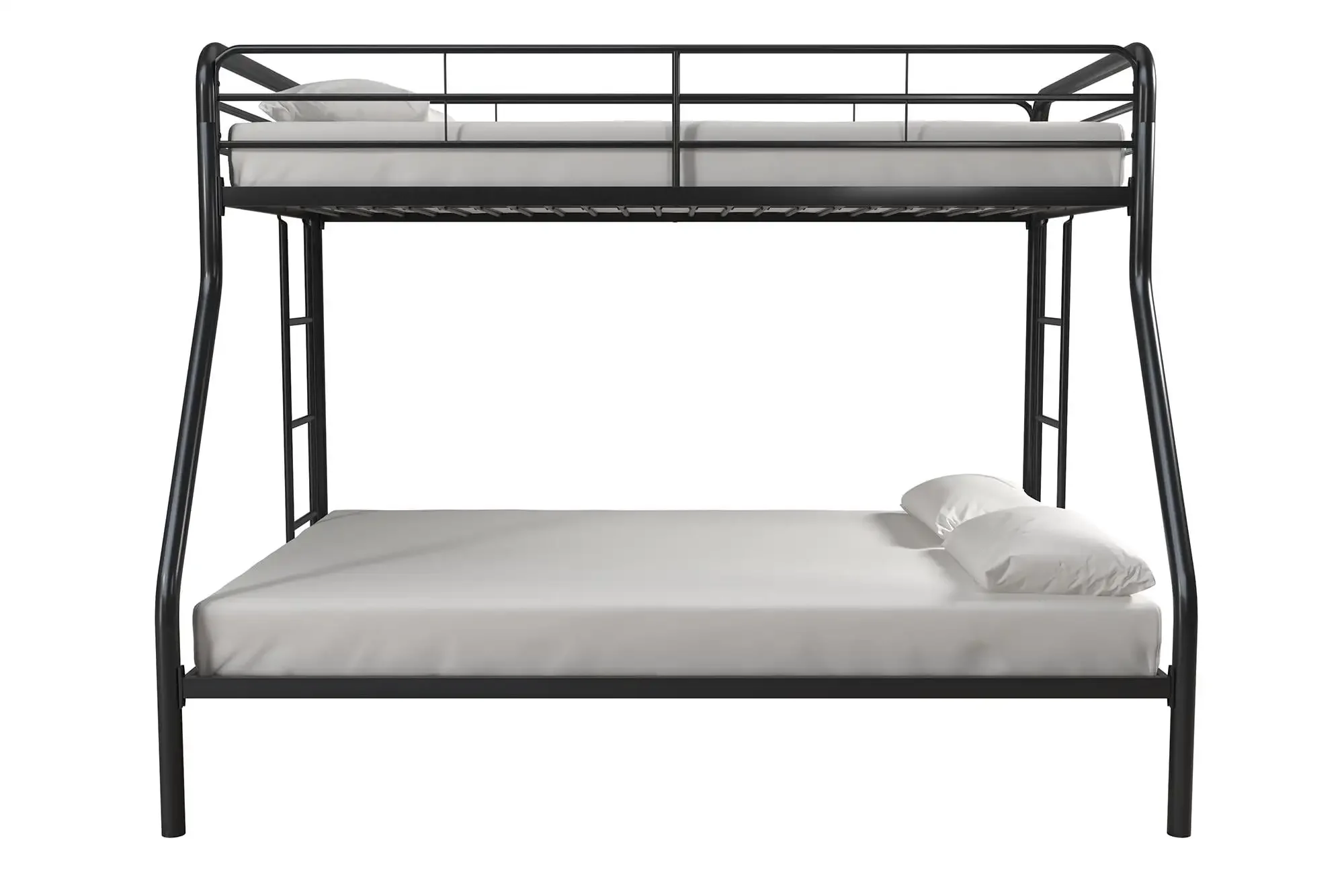 Dusty Twin over Full Metal Bunk Bed with Secured Ladders Black All-metal bunk bed with fixed ladder Mattresses are not included