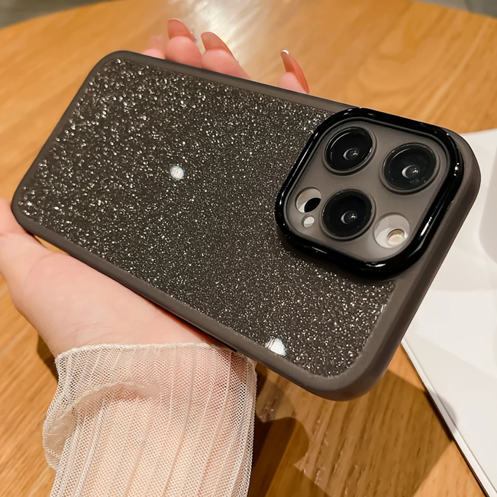 

Luxury Bling Glitter Silicone Phone Case For iPhone 16 E 15 14 13 12 11 Pro XS Max X XR SE Plus Shockproof Lens Protection Cover