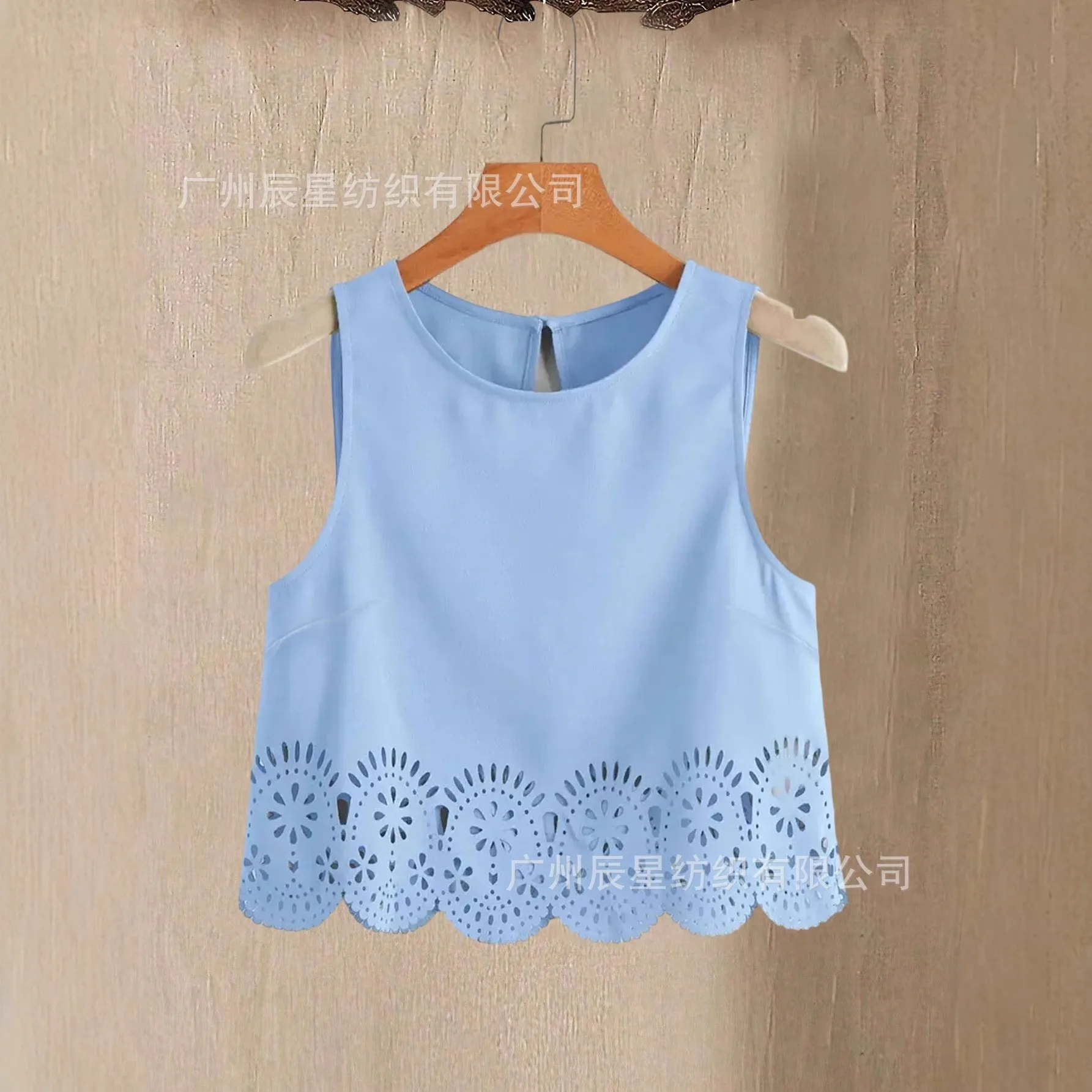 Sleeveless Openwork Top Cropped Fresh Sweet with Hollow Out Summer Casual High Stretch Tank Top Straight Unpadded Women Tanks
