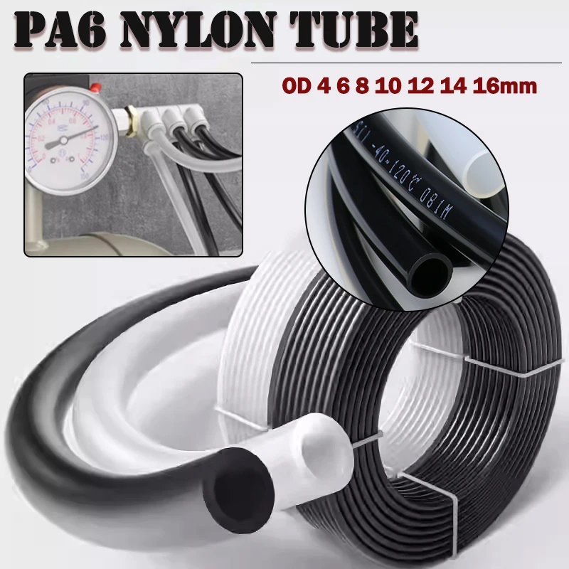 

PA Pipe Line Hose 4mm 6mm 8mm 10mm 12mm 14mm 16mm PA6 Nylon Tube Air Tubing Component Pneumatic Rigid Polyamide for Compressor