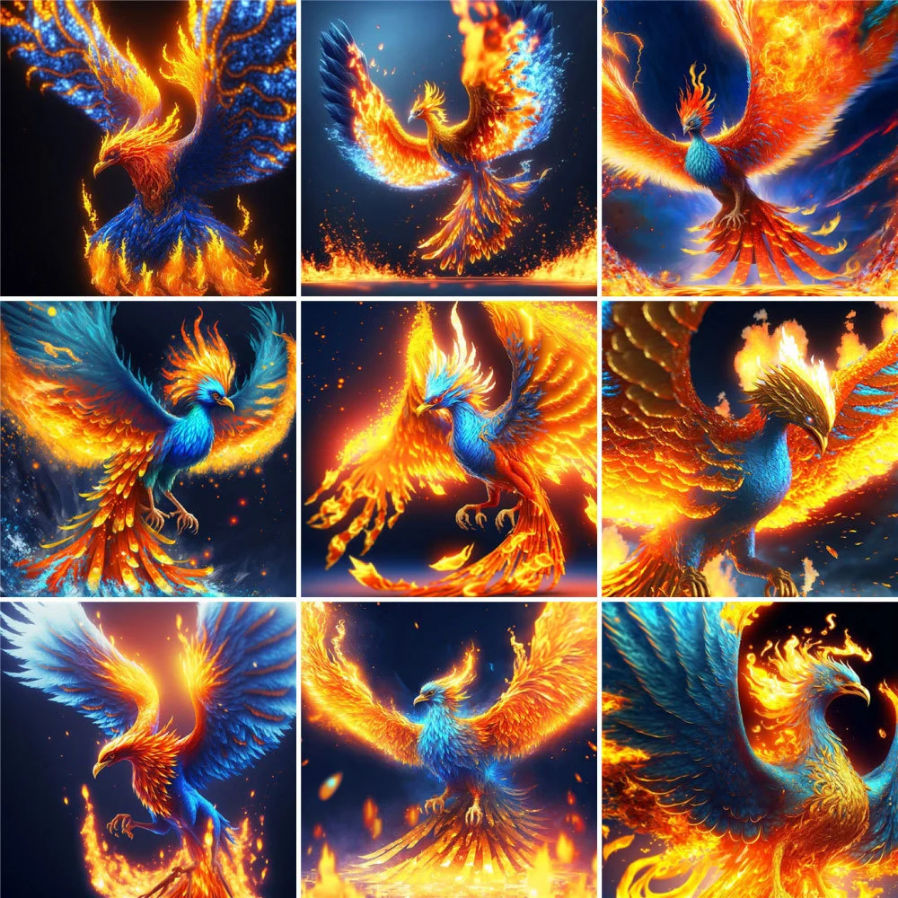 Flaming Phenix Printed Canvas 11CT Cross Stitch DIY Embroidery Kit Handicraft Painting Knitting Handiwork Wholesale Floss Gift