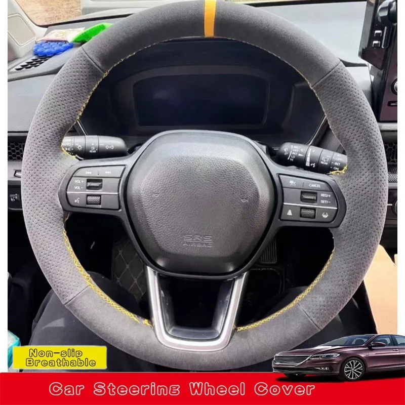 

Custom Hand Sewing Anti-slip Wear-resistant Suede Leather Car Steering Wheel Cover For Honda Civic 11 XI 2021-2022 Accessories