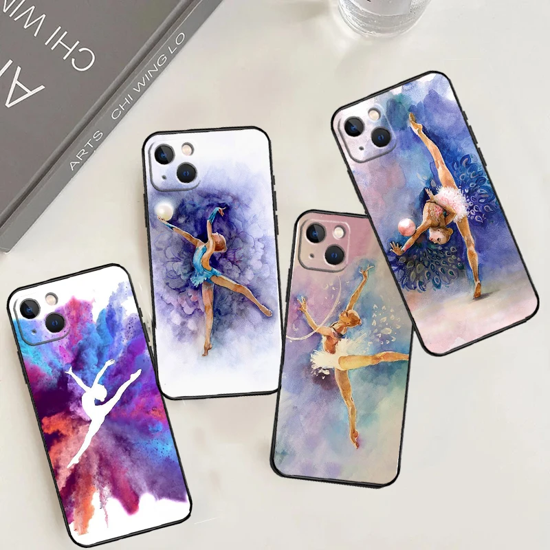 Gymnastics Oil Painting Phone Case For iPhone 15 16 Pro Max 11 12 13 14 Pro Max 7 8 Plus X XS XR 12 13 Mini Cover