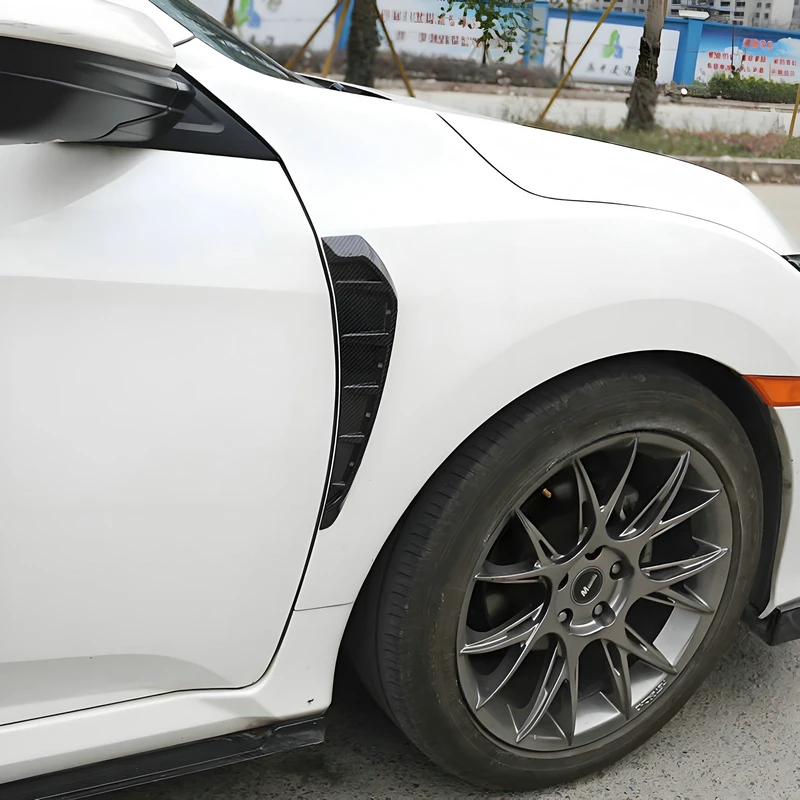 Carbon Fiber Style Black Side Fender Spoiler For Honda Civic 2016 2017 2018 2019 2020 10th Car Accessories Trim view 4