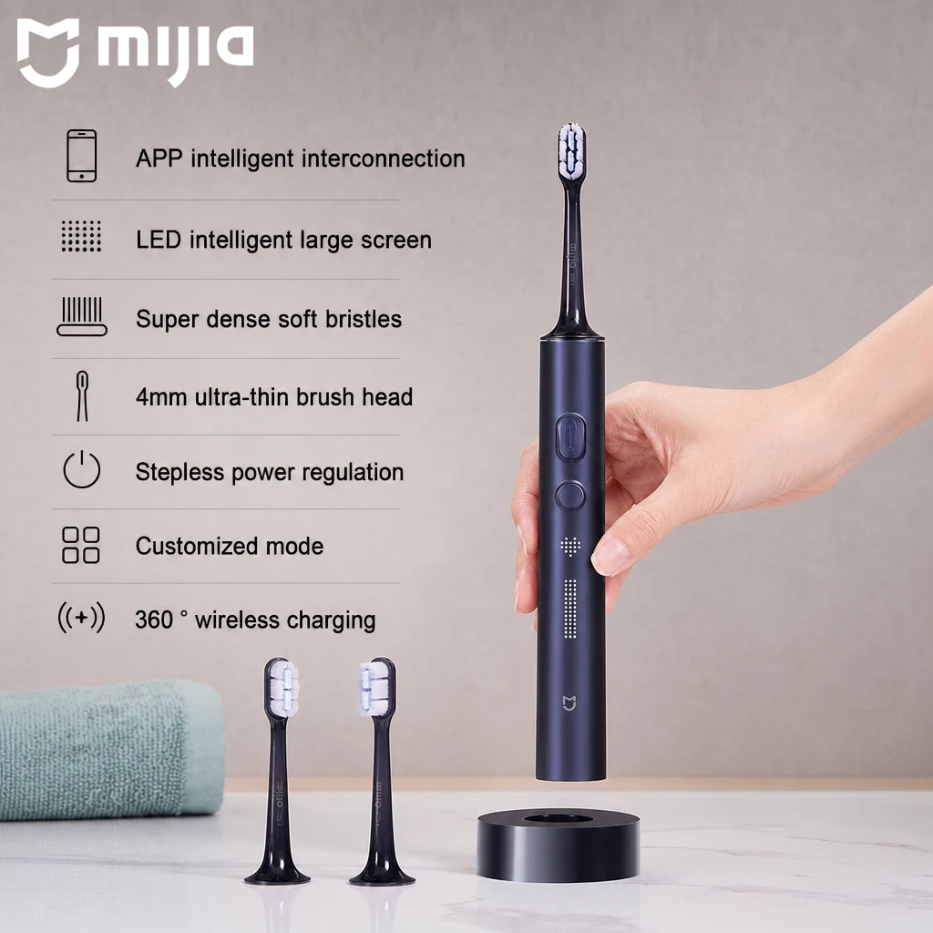 

MIJIA T700 Sonic Electric Toothbrush Teeth Whitening Ultrasonic Vibration Oral Cleaner Brush Smart APP LED Display Tooth Brush