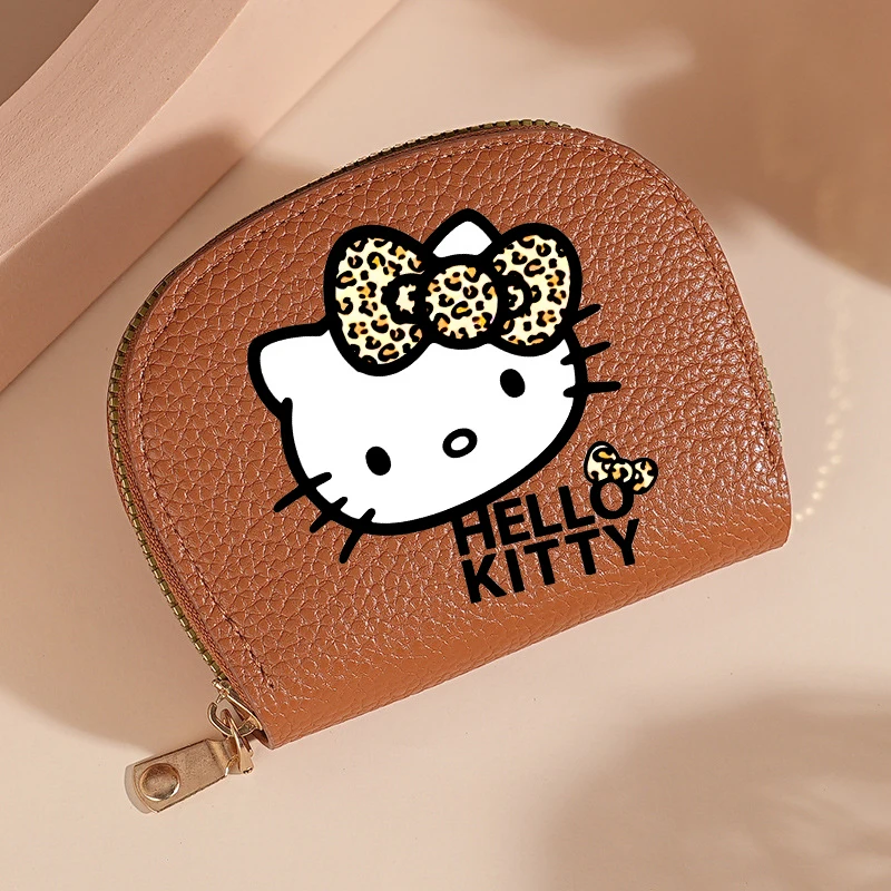

Кошелек из искусственной кожи Kawaii Hello Kitty для женщин, милый кошелек с изображением котенка, короткий кошелек с несколькими отделениями для карт, держатель для удостоверений личности, женский кошелек для монет