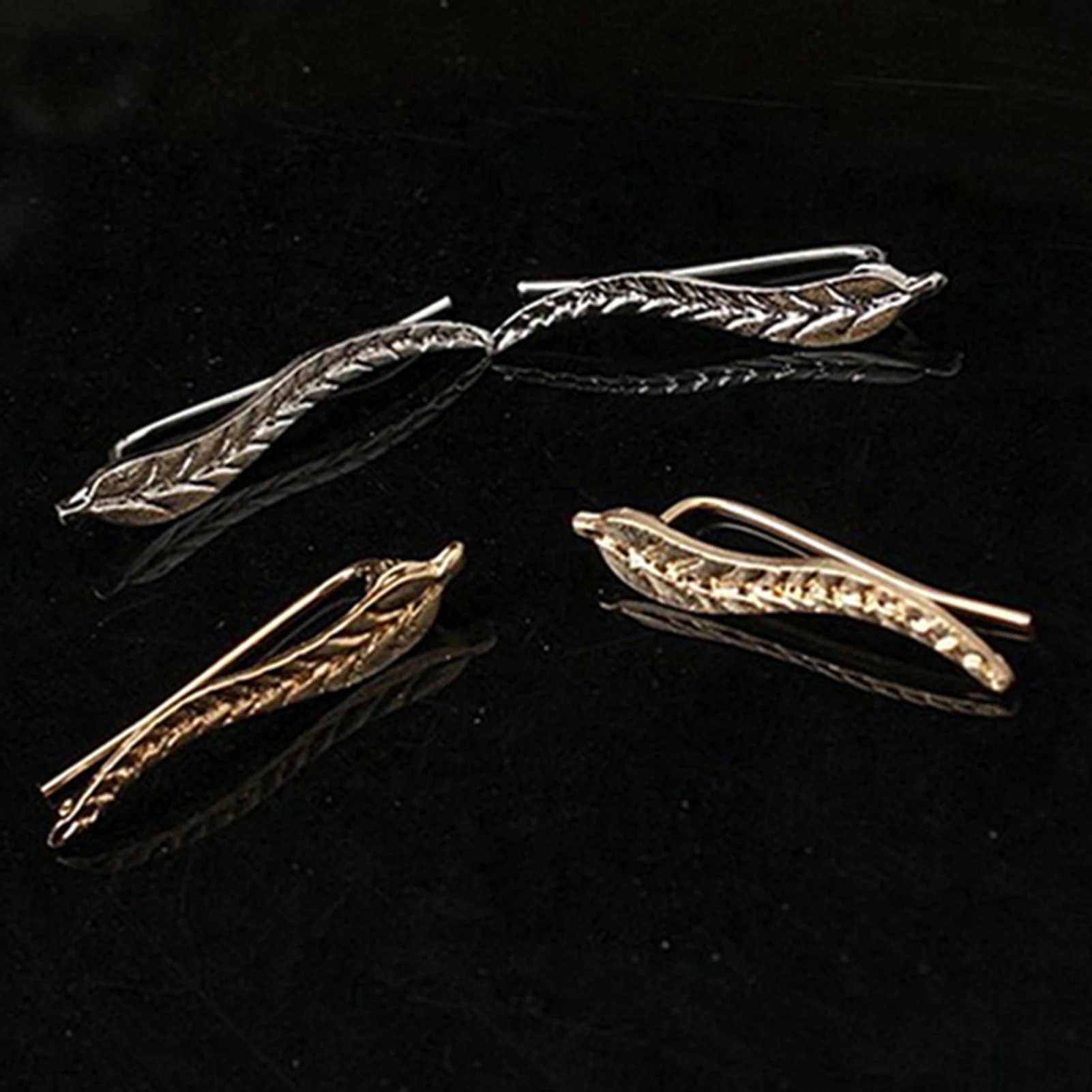 Leaf Earrings Ear Climber Fashion Women Ear Sweep Wrap Silver Gold Lady Ear Climber Leafs Ear Cuffs Earrings For Women Jewelry