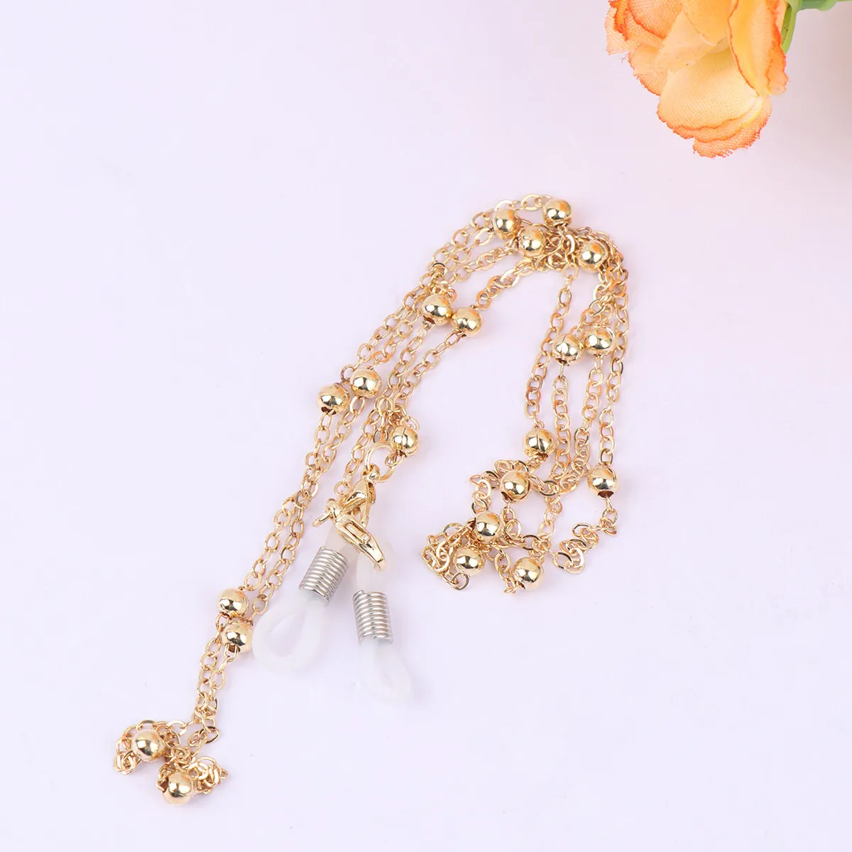 2Pcs Eyewear Chain Beaded Alloy Fashion Glasses Holder Strap Eyeglass String Holder Safety Retainer for Sunglasses Reading