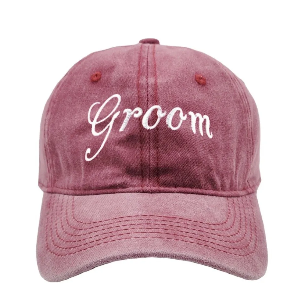 Vintage bride groom Embroidery Baseball Cap Soft Top Washed Cotton Couple Cap Adjustable Baseball Hats For Man Women