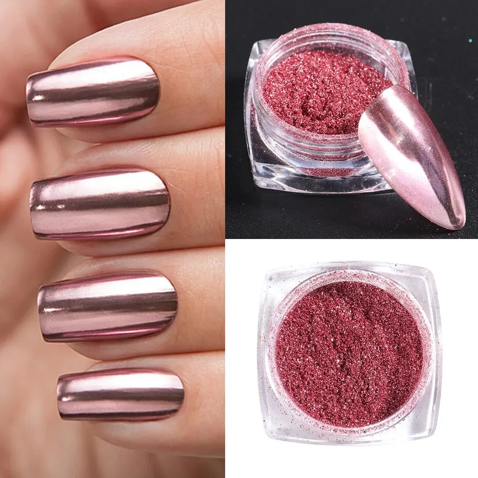 23 colores set de polvo de uñas cromo metálico Y2K espejo mágico oro plata decoración frotar pigmento glitter escamas accesorios de manicura 4