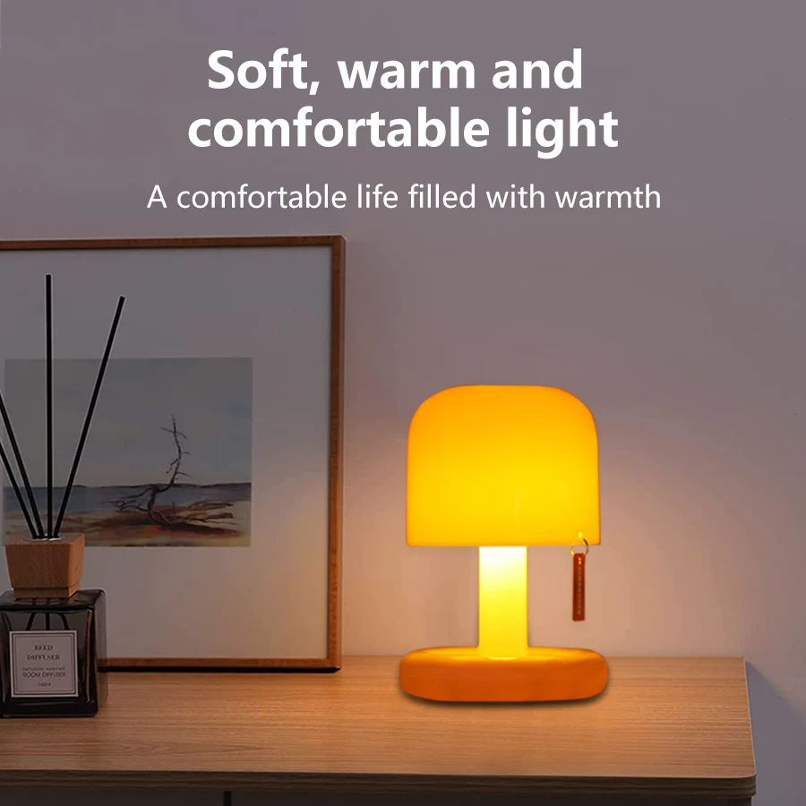 Luminária de Mesa Mini Touch Sunset USB-C Recarregável Regulável Luz Quente Portátil para Quarto - Luz Ambiente e de Humor