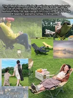 Portable Folding Chair Folding Recliner Curved Headrest Comfort Experience Easy Storage Lunch Foldable Recliner With Leg Rests 3