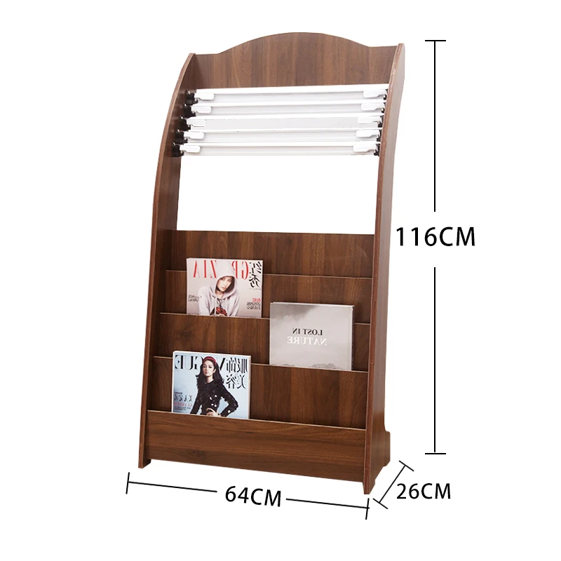 Light-colored newspaper rack Floor-to-ceiling magazine rack Vertical book High Quality