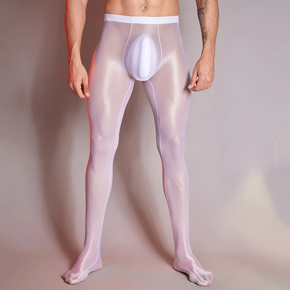 

Леггинсы для мужчин, ультратонкое блестящее прозрачное нижнее белье, длинные брюки, узкие брюки, колготки, купальник, эластичное нижнее белье