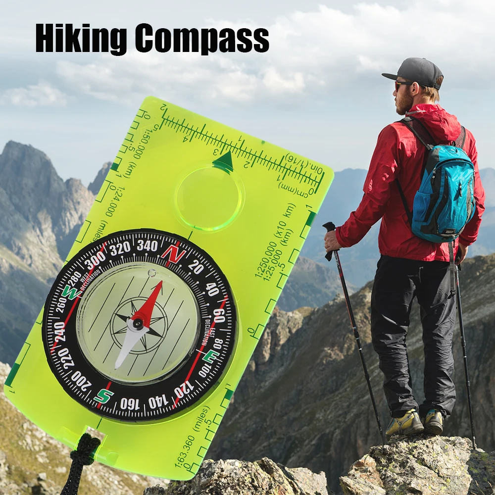 With Magnifier For Navigation Hiking Orienteering Scout Waterproof Compass Scaled Magenetic Needle Compass Ruler Advanced