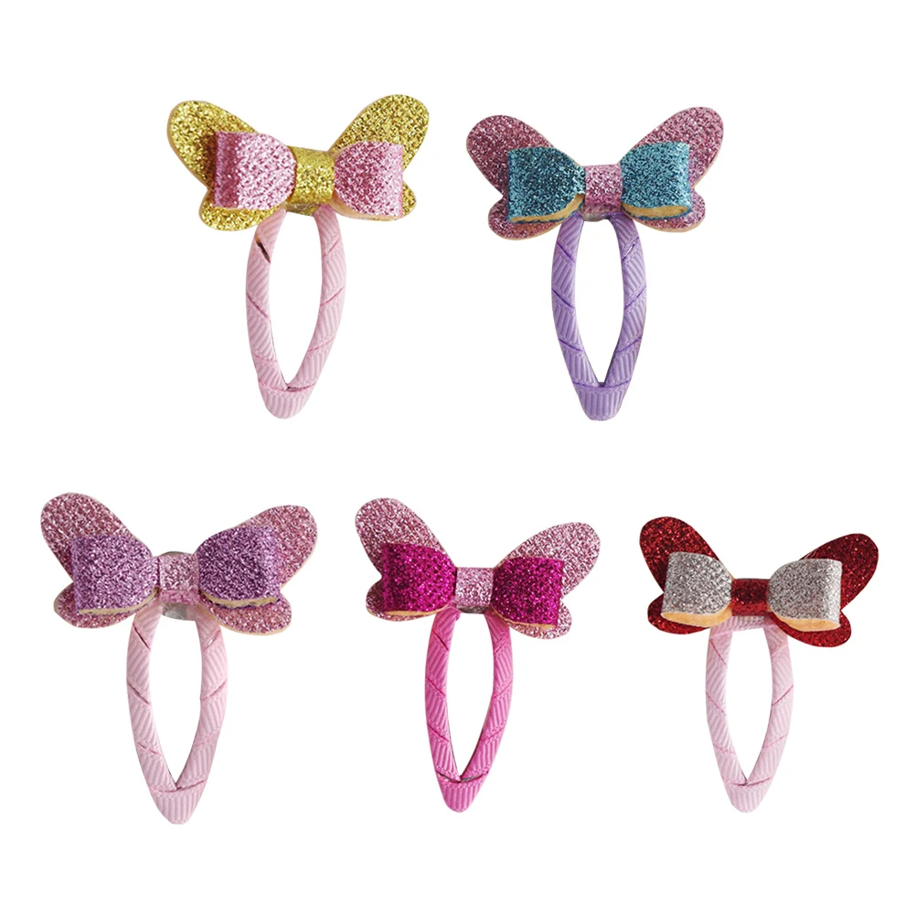

10pcs C y Color Hair Clips Kids Barrettes Girls Snap Hairpins Glitter Bowknot Accessories Bright Colors Various Styles