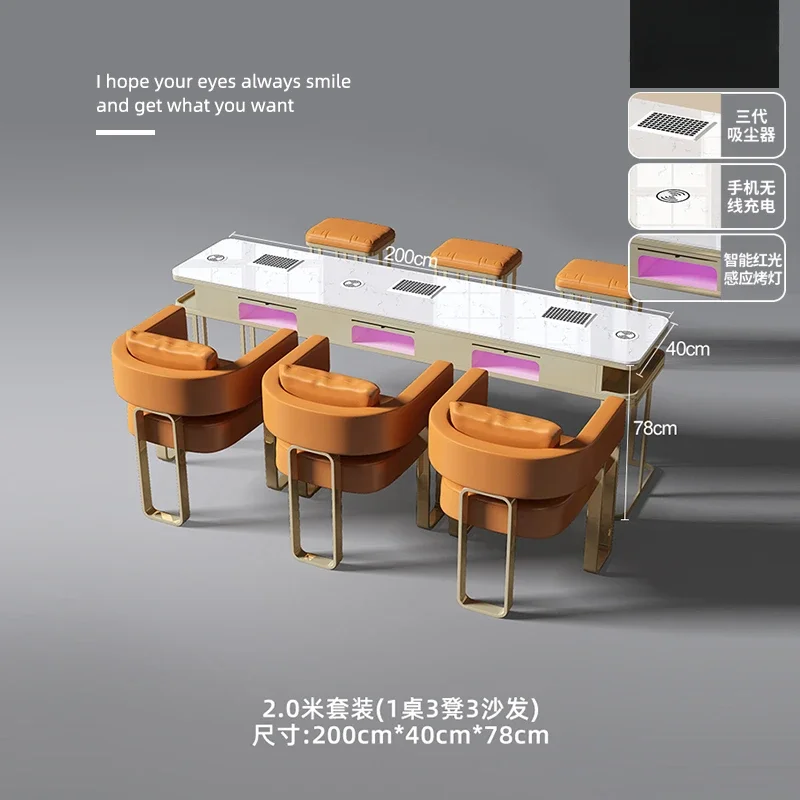 

Итальянский чайный учитель Napa, легкий роскошный маникюрный стол и набор стульев, одинарный и двойной маникюрный стол на три человека, полный набор Intern