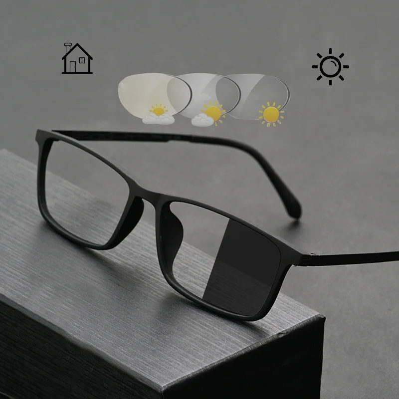 

New Arrive Outdoor Photochromic Glasses Men Women Pure Titanium Ultra Light TR90 Reading Glasses Carving Presbyopic Glasses 125