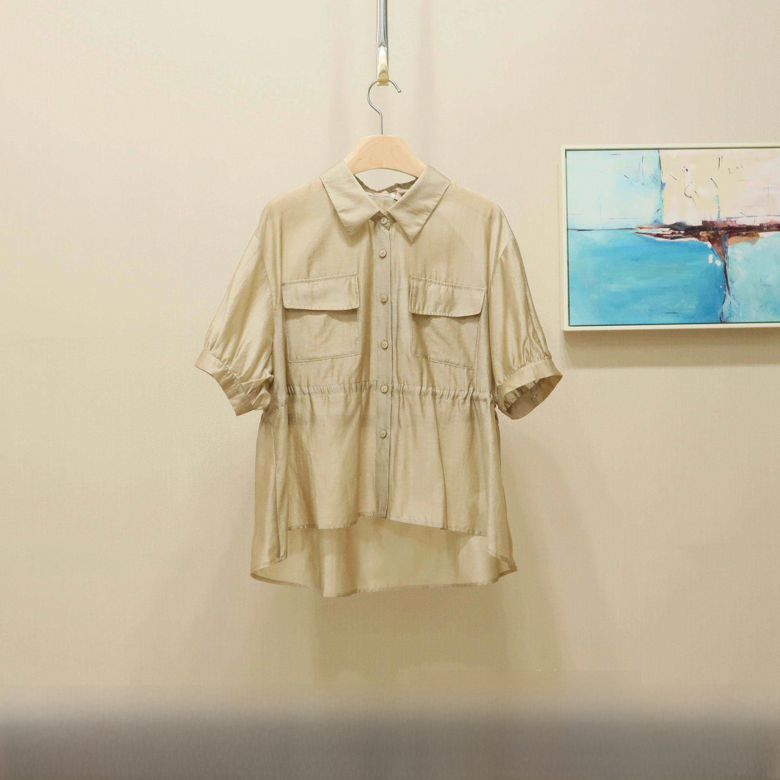 

Модная женская одежда премиум-класса: летний топ с отложным воротником и коротким рукавом, новинка, легкий и воздушный.