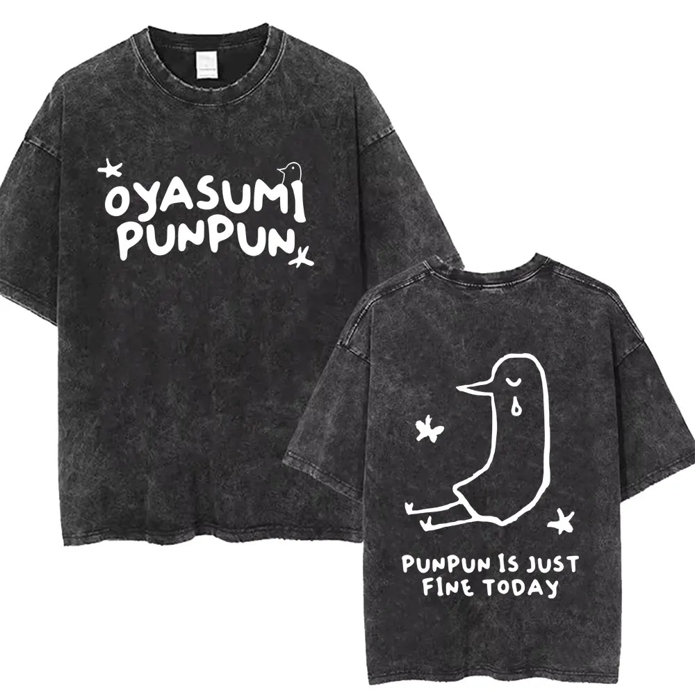 Gewaschenes Vintage Anime Goodnight Punpun T-Shirt Oyasumi Punpun Merch T-Shirt Herren Damen Kleidung Cartoon Manga Oversized T-Shirts – Detail 6