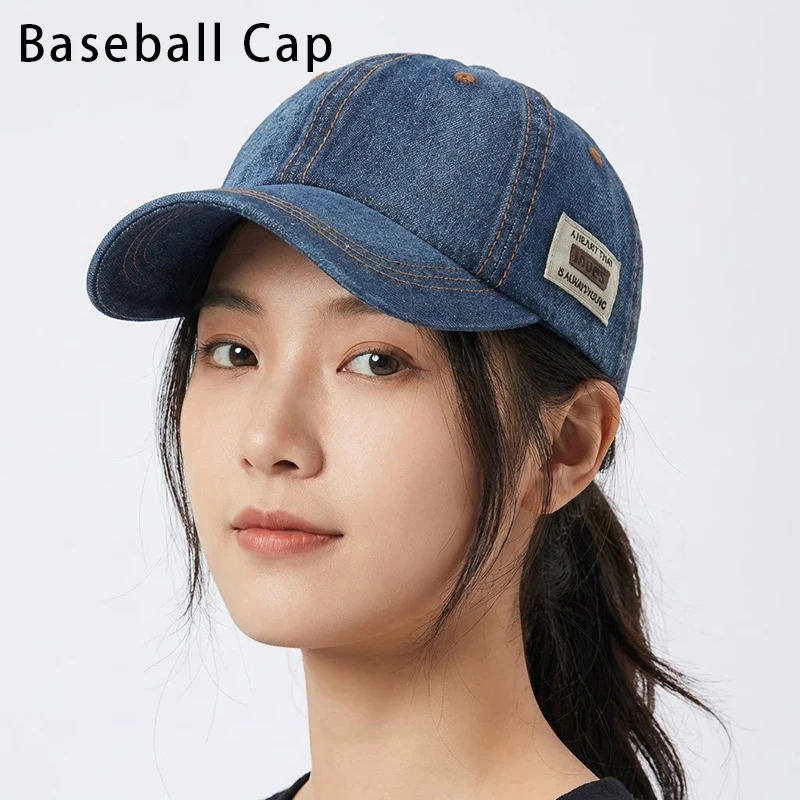 

Classical Washed Denim Baseball Cap Sun Protection Baseball Cap For Men & Women 4 Seasons Korean Fashion Patch Dad Hat