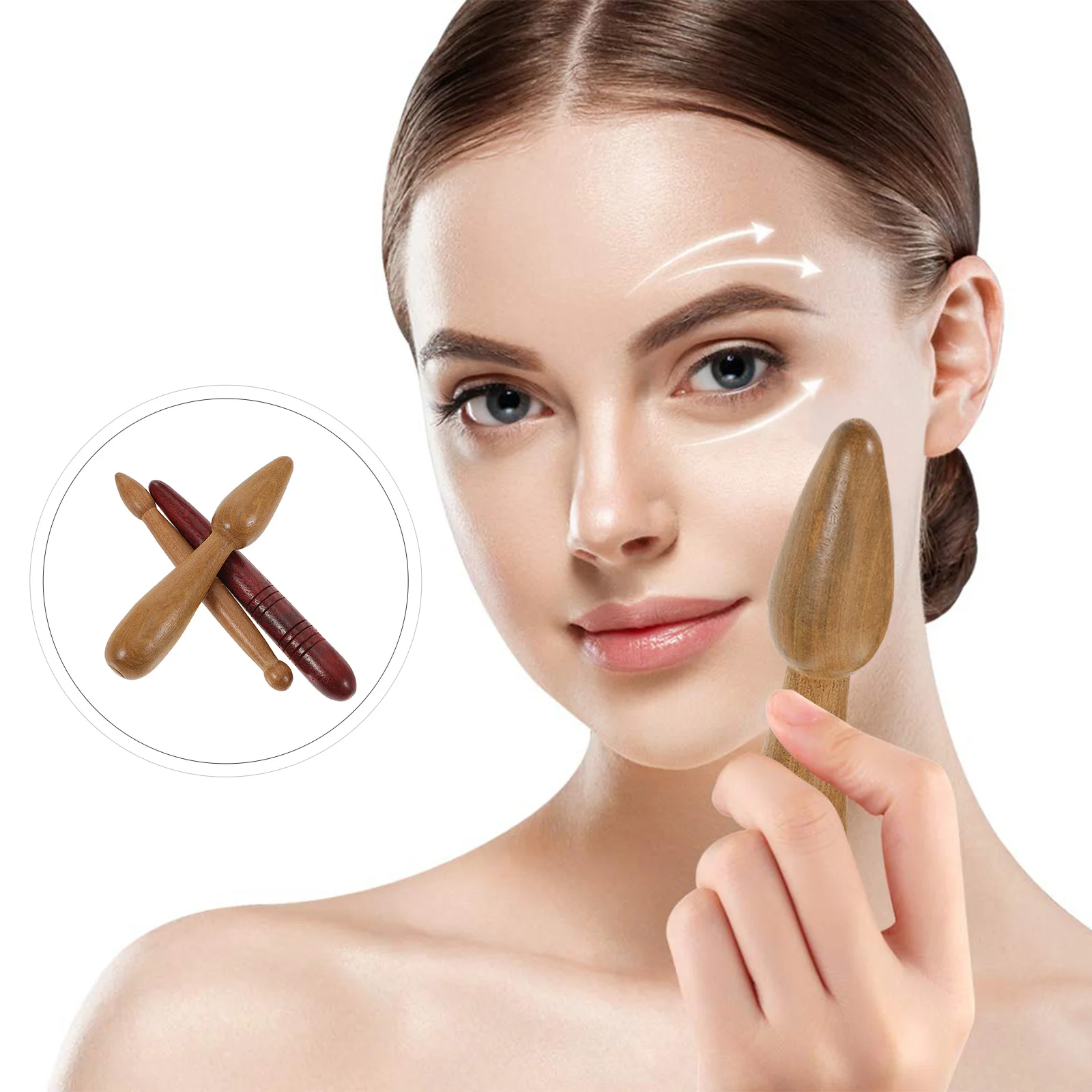 

3Pcs Red Wood Massage Sticks Portable Foot Neck Shoulder Body Acupuncture Point Massager for Home Therapy Massage Stick