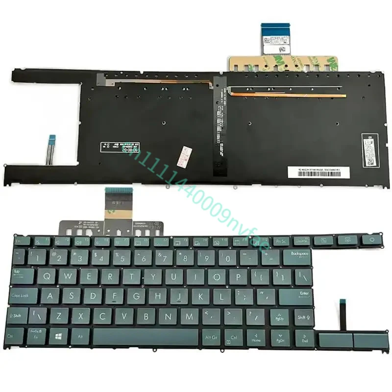 US Laptop Keyboard for ASUS ZenBook Duo UX4100E UX482 UX482E UX482EGR 13N1-BVA0411 no pointer with backlight blue 0.3