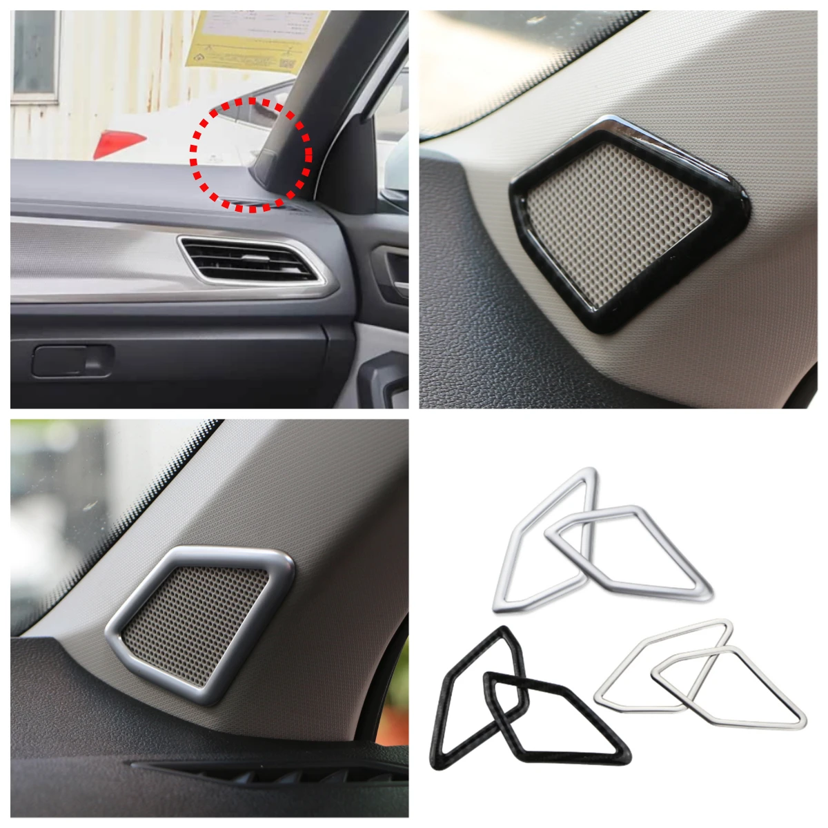 2pcs/set Car Inner A Pillar Audio Speaker Cover Trim for Volkswagen VW T-Roc TROC 2018 - 2021 LHD Interior Accessories