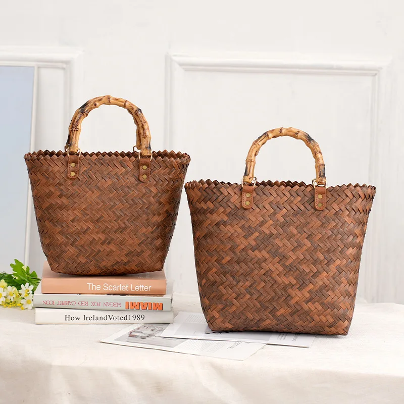 Straw Bags Women Large Capacity 5 Colors Fashion All-match Beach Vintage Designed Y2k Handbags Portable Summer Bolsos Luxury