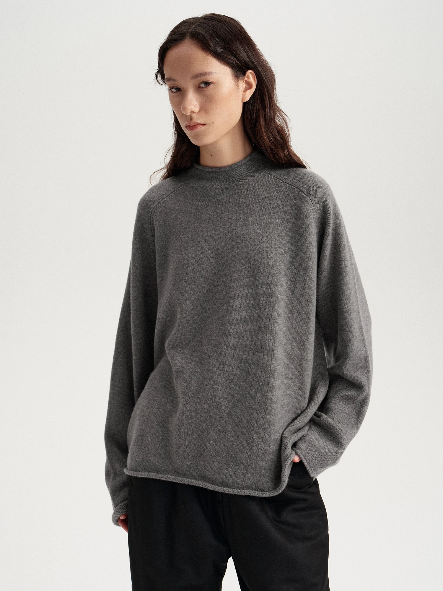 

Tfa Long Sve Woolen Sweater Women's Loose Lazy Top Small High Collar Cuffed oulder Drop oulder Casual Sle Warmth