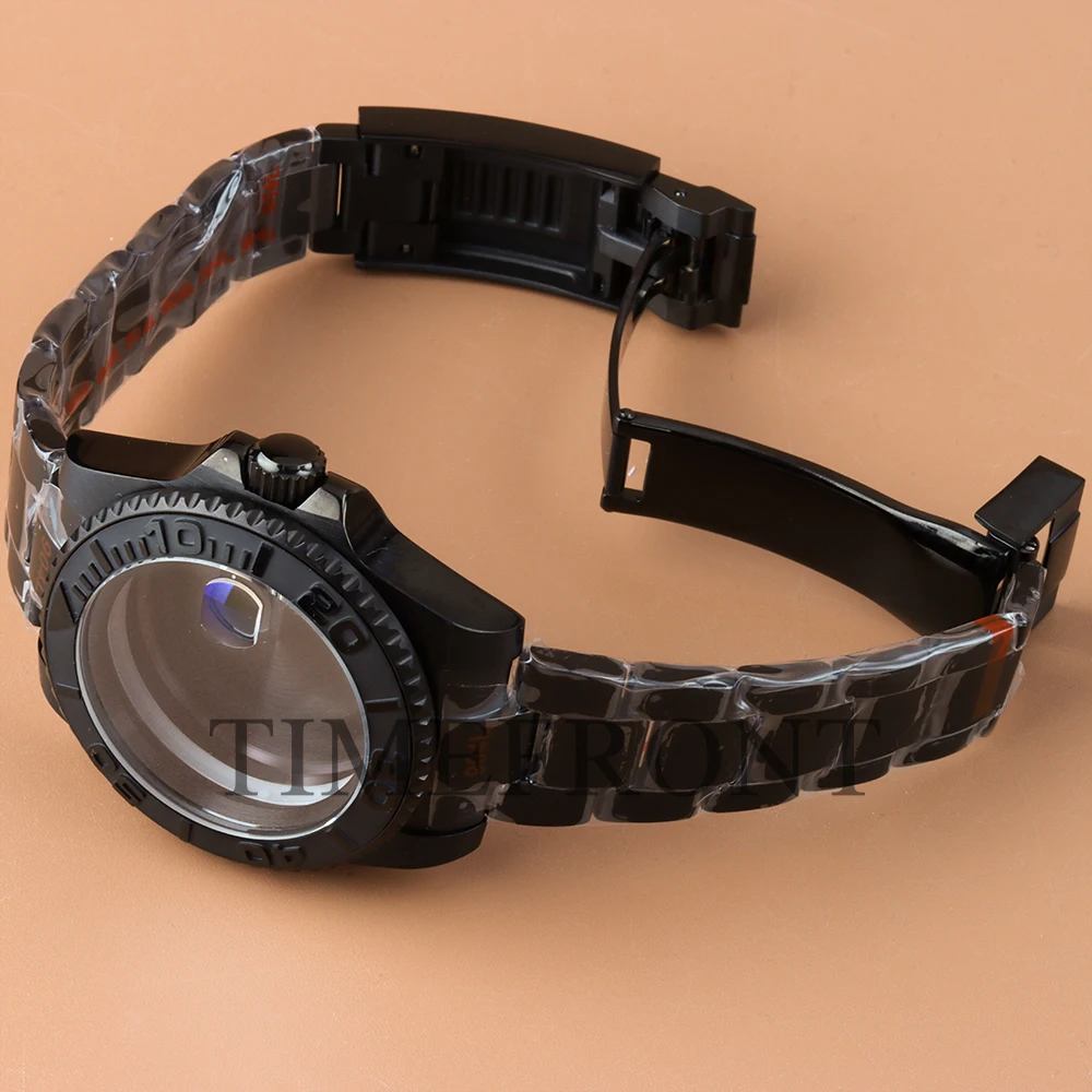 With Dark Blue 28.5mm Sunburst Dial Hands 40mm NH35 Black Watch Case Oyster Strap For NH34  NH35 NH36 NH38 Movement Yacht-Master