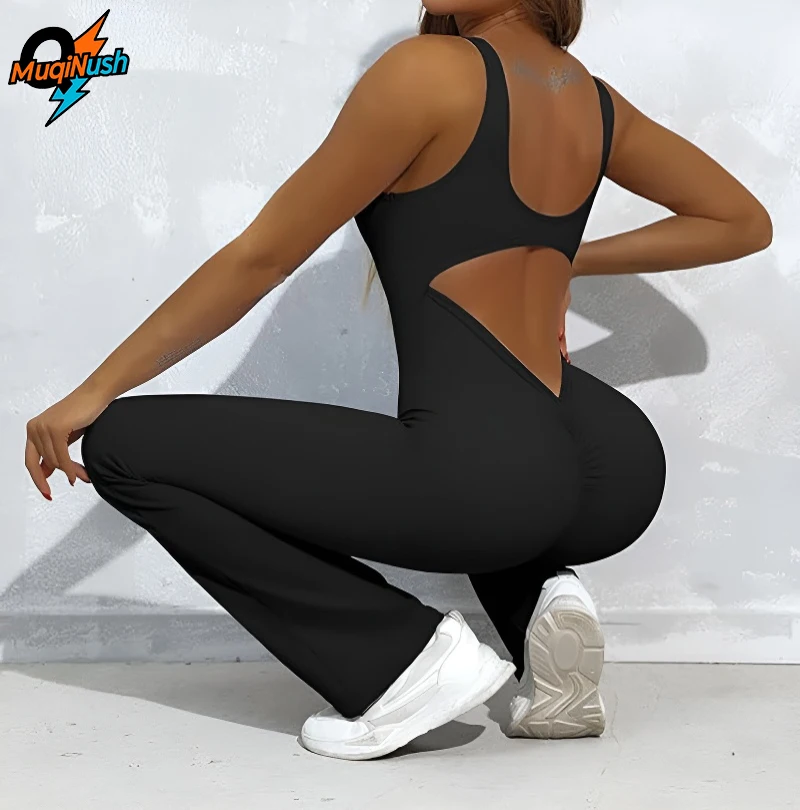 MuqiNush 1 Pc Gym Set Women's Training Yoga Pilates Suit Jumpsuit Elastic And Comfortable Suitable For Showing Off Body Shape