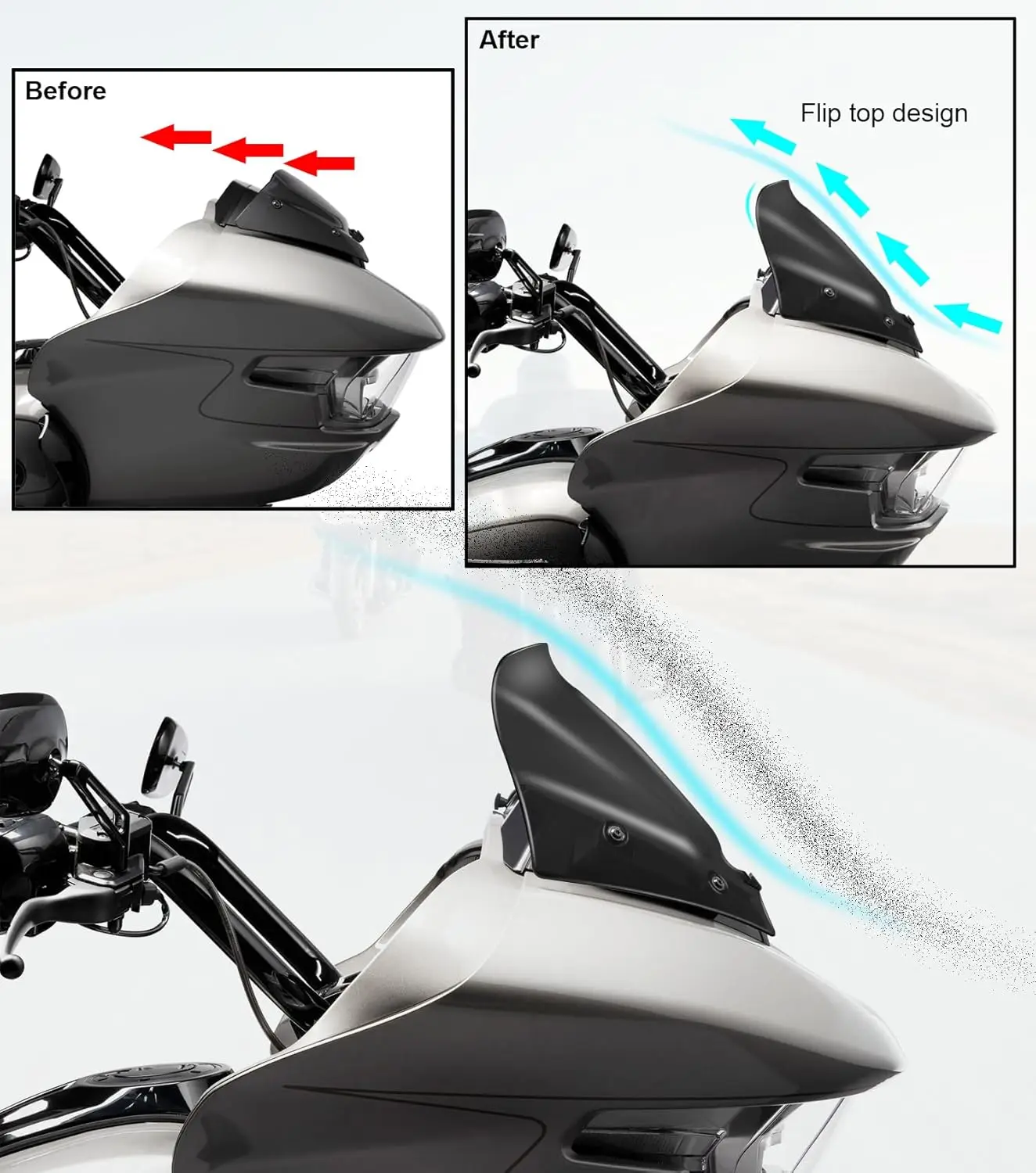مقسم الرياح للزجاج الأمامي مقاس 9 بوصات متوافق مع Harley Davidson CVO Road Glide FLTRXSE 2023-up، CVO Road Glide ST FL