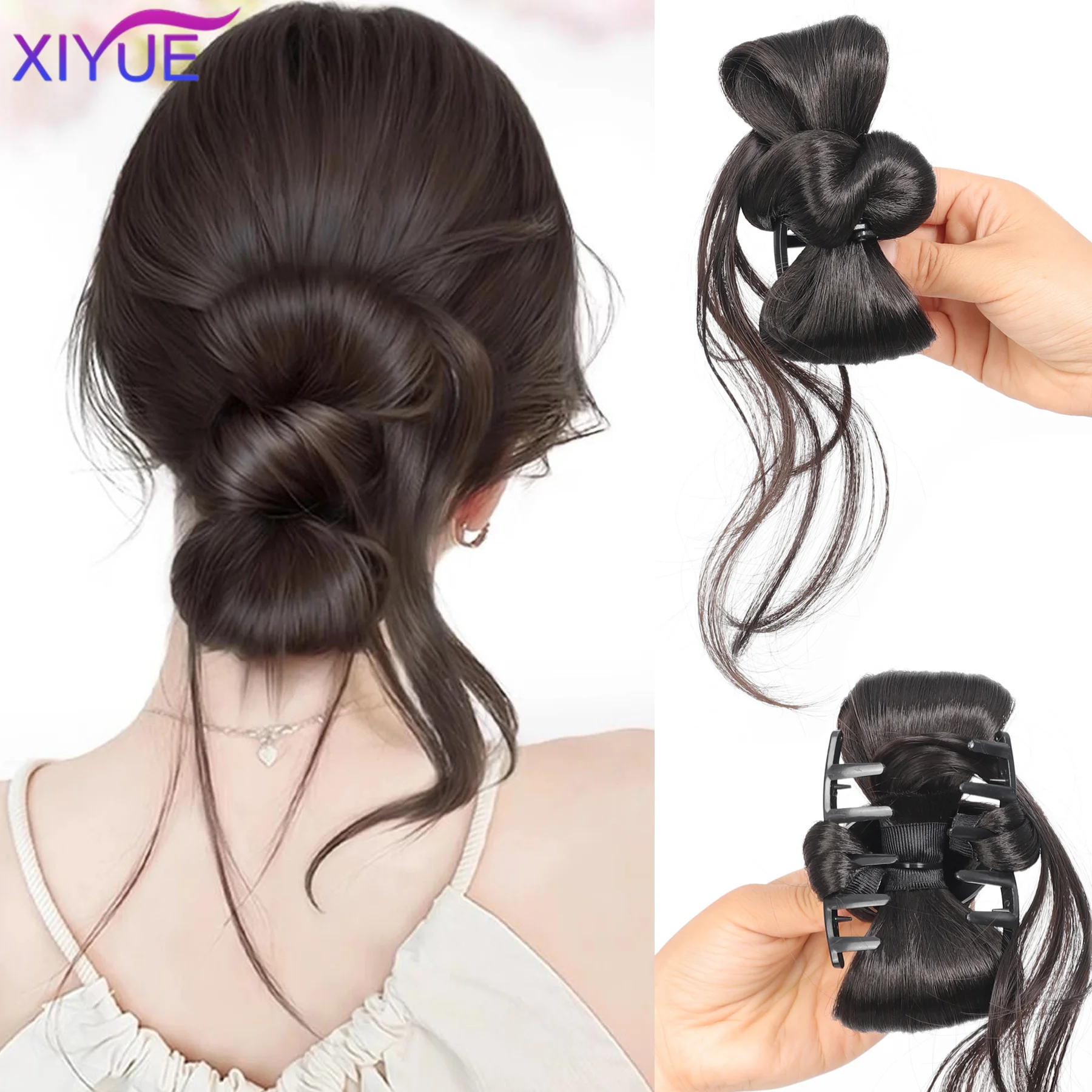 XIYUE Synthetic Messy Hair Bun Natural Elegant Hair Chignon Claw Clip Hair Extension Hairpiece For Women Daily Makeup