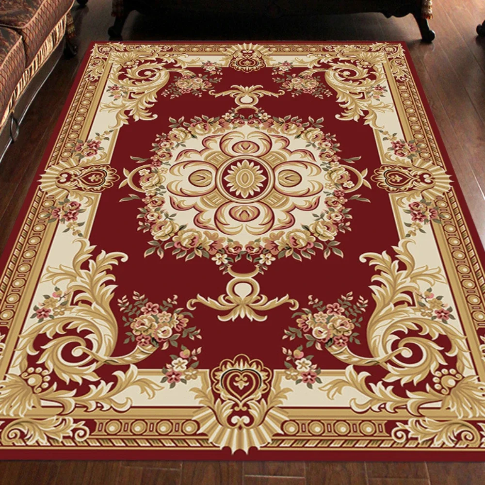 Waschbarer Wohnzimmerteppich im europäischen Stil, Heimdekoration, Bodenmatte, traditionelles Muster, Bereichsteppich, Schlafzimmer, großer Sofatisch, Garderobenteppich