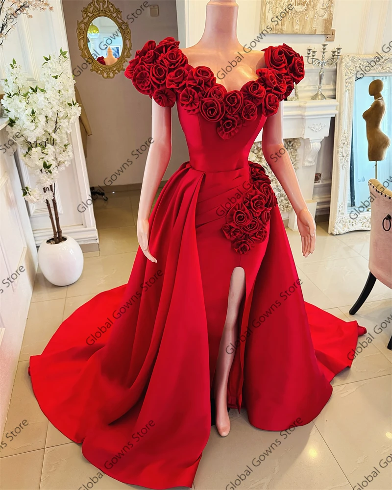 Red Evening Gown 2025 Beaded Crystal Appliques Birthday Party Dress Ruffles Sequin Long Prom Dresses Customized