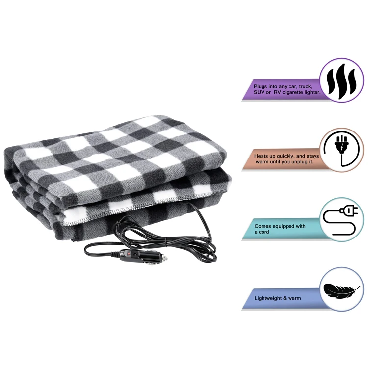 

Warm Heated Fleece Travel Heating Throw Blanket Electric Car Blanket for Car and RV Cold Weather Electric Car Blanket
